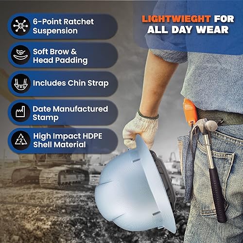 Miniatura 3 de Acerpal Full Brim Vented Carbon Fiber Design Matte Finish Construction OSHA Hard Hat with 6-Point Suspension