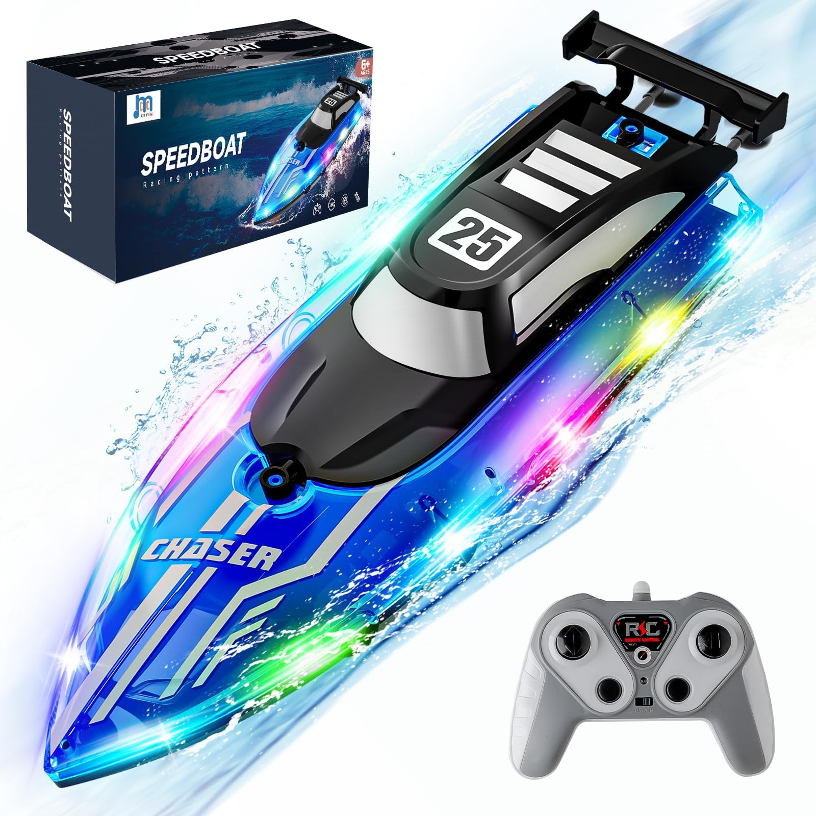 - JOI MEW Remote Control Boat for Kids, Fast RC Boat with LED Lights for Pools & Lake, 2.4GHz Racing Speed Remote Electric Boat for for Ages 8-12, Waterproof, Summer Outdoor Fun for Boys Girls
