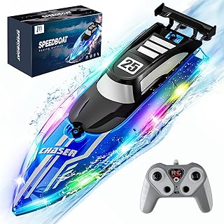 JOI MEW RC Boat for Kids with LED Lights, 2.4Ghz Remote Control Racing Boats for Ages 8-12,Toy Water Boat for Pools & Lake...