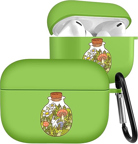 Funda para Airpod Pro 2, funda de silicona verde para AirPod Pro 2 Kawaii floral femenino llavero estético para niñas AirPods Pro 2 Gen