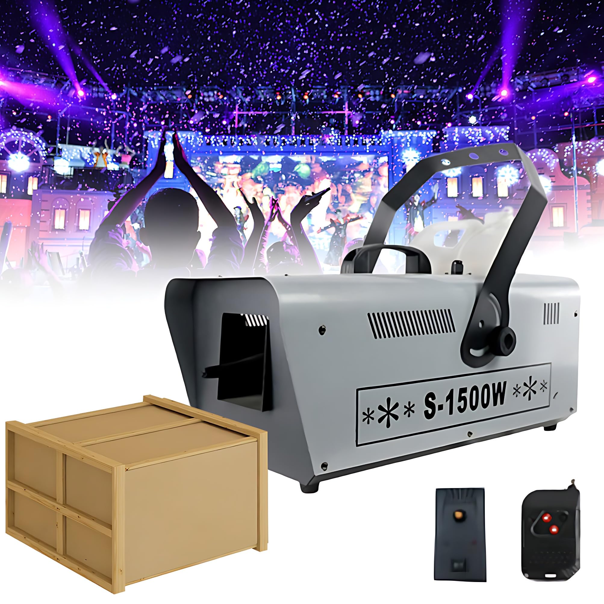 Machine à neige 1500W pour extérieur avec réservoir de 5L et télécommande