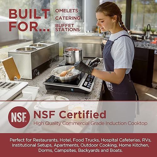 Miniatura 2 de ChangBERT Estufa de inducción con certificación NSF de edición de chef profesional, quemador de inducción comercial de 1800 W con vidrio Schott,