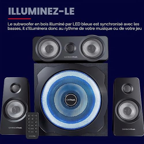 Trust Gaming 21738 GXT 658 Tytan 5.1 Surround PC Lautsprecher mit Subwoofer, Speakers mit LED Beleuchtung, Soundsystem für PC, Laptop, Konsole, TV, Schwarz, 180 W (90 W RMS) - 4