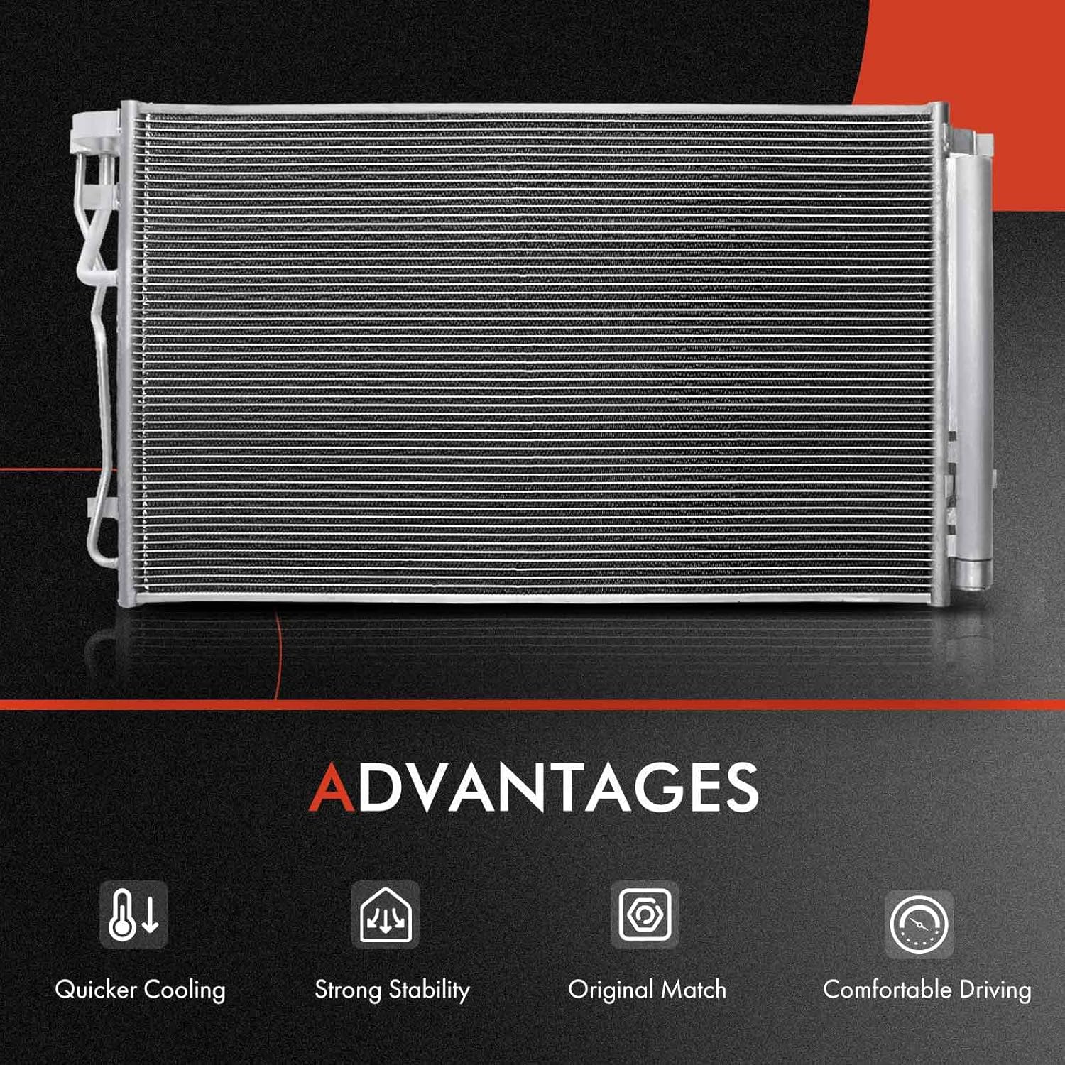 A-Premium A/C Condenser Replace# 97606-D5000 - Compatible with 2017 2018 Kia Optima L4 2.4L