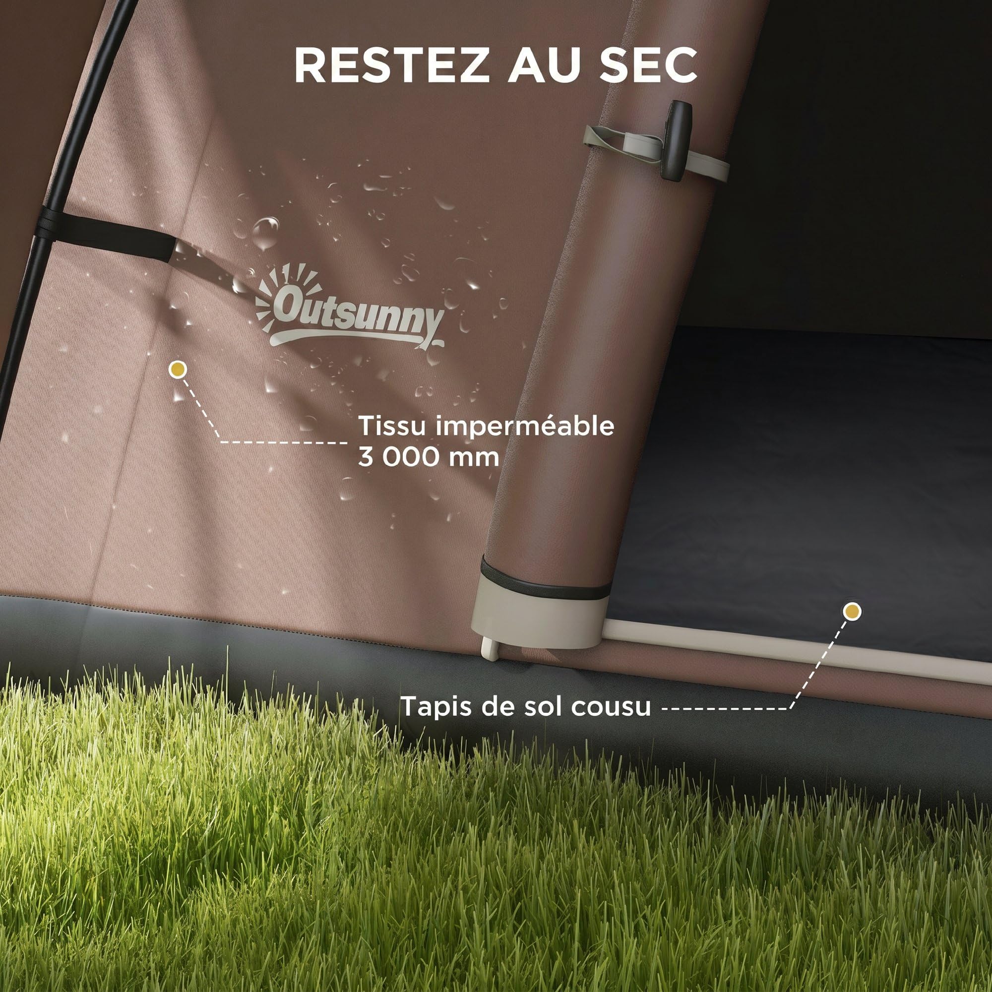 Outsunny Tente de Camping familiale 7 Personnes 550L x 300l x 198H cm | Étanche, Ventilée, Sac de Transport