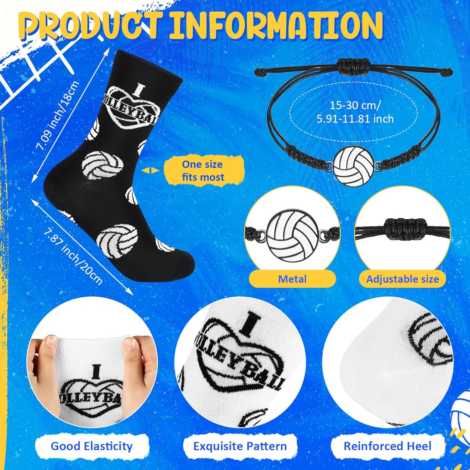 60 Pcs Volleyball Gifts Include Drawstring Bags Socks Keychains Compact Mirrors Volleyball Charm Bracelets Stuff - Image 4