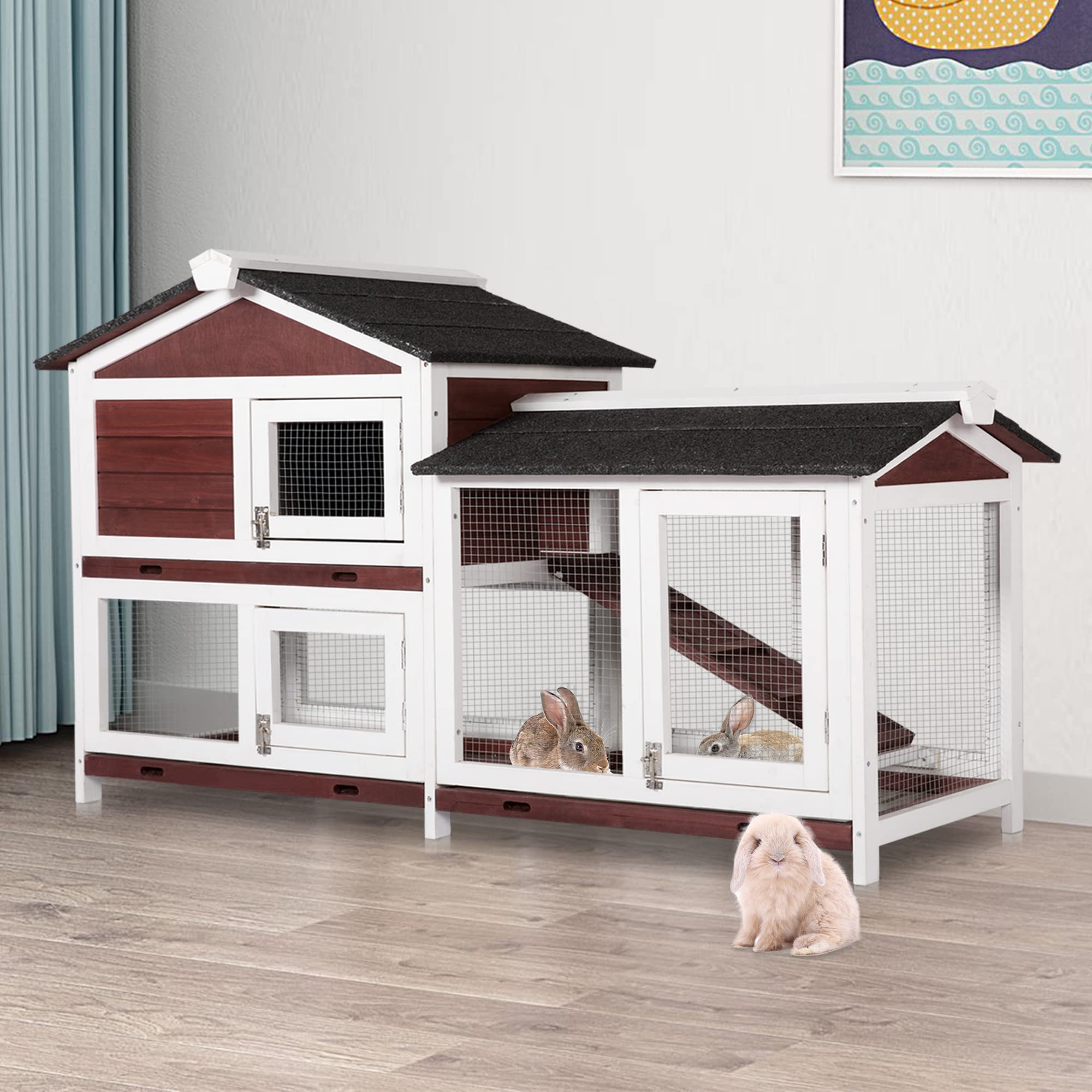 Buy Rabbit Hutch Outdoor Bunny Cage Large Bunny Hutch with Runs House