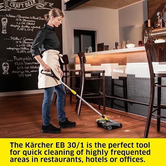 Karcher EB 30/1 Commercial Electric Broom, Cordless Sweeper, Multi Surface Cleaner, Telescopic Broom Stick, Universal Joint