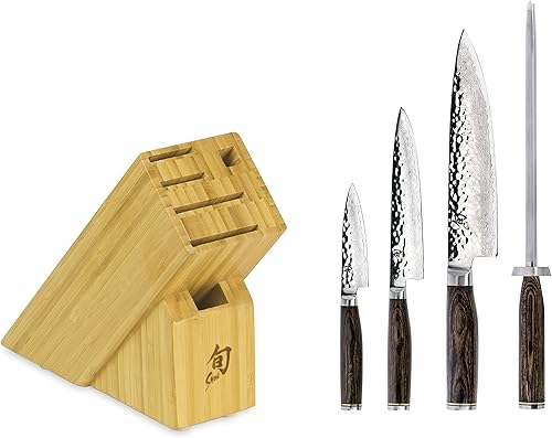 Shun Cutlery Premier - Juego de bloque de iniciación de 5 piezas, cuchillo de cocina, juego de bloques de cuchillos, incluye cuchillo de chef de 8