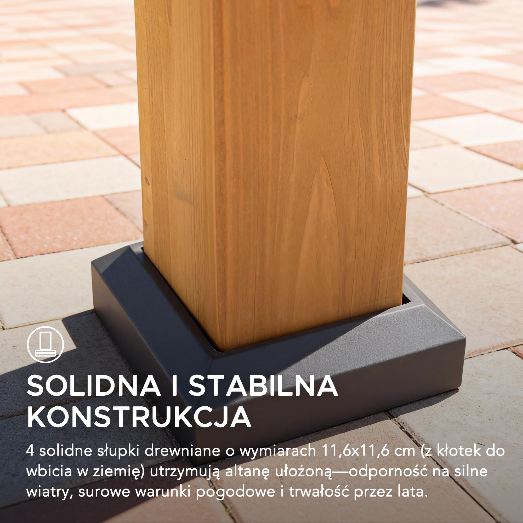 SUNJOY Altana Drewniana z Solidnym Daszkiem 3,3x3,3m z Oświetleniem Solarnym, Stalowy Dach Czterospadowy & Wypełnienie z Poliwęglanu, Odporna na Śnieg & Promieniowanie UV, Trwała Altana Ogrodowa na Ta