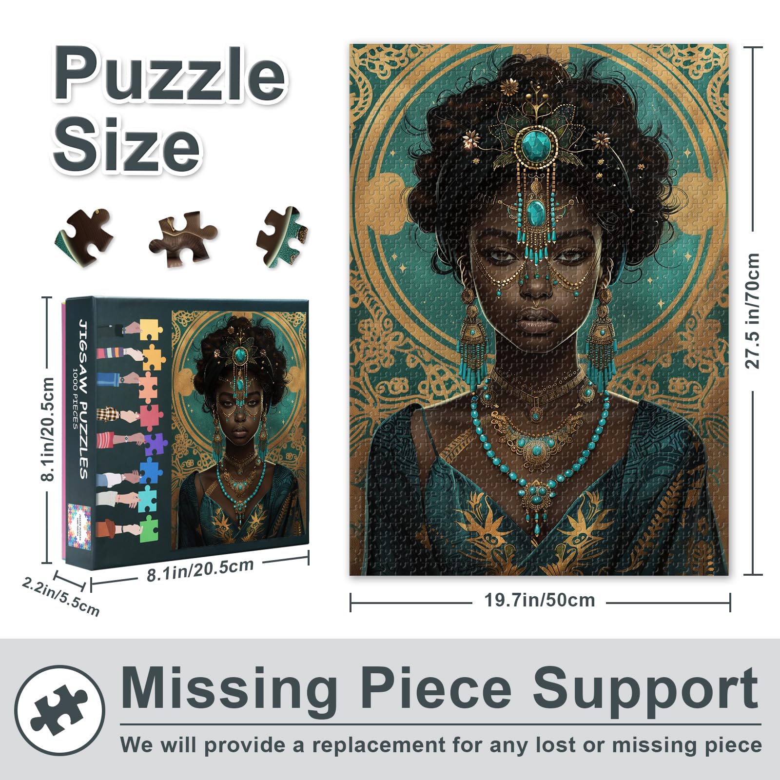 Beautiful African Woman Jigsaw Puzzles 1000 Pieces for Adults Queen of Africa Jigsaw Puzzles - Image 3