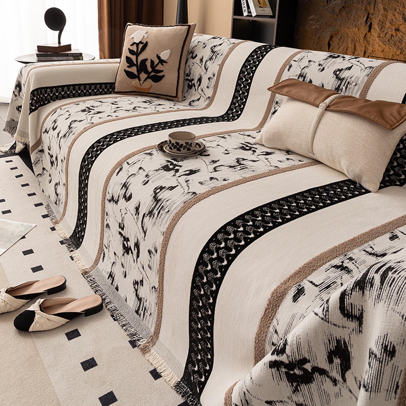 Housse de canapé universel 3 places blanche 180x150cm lavable