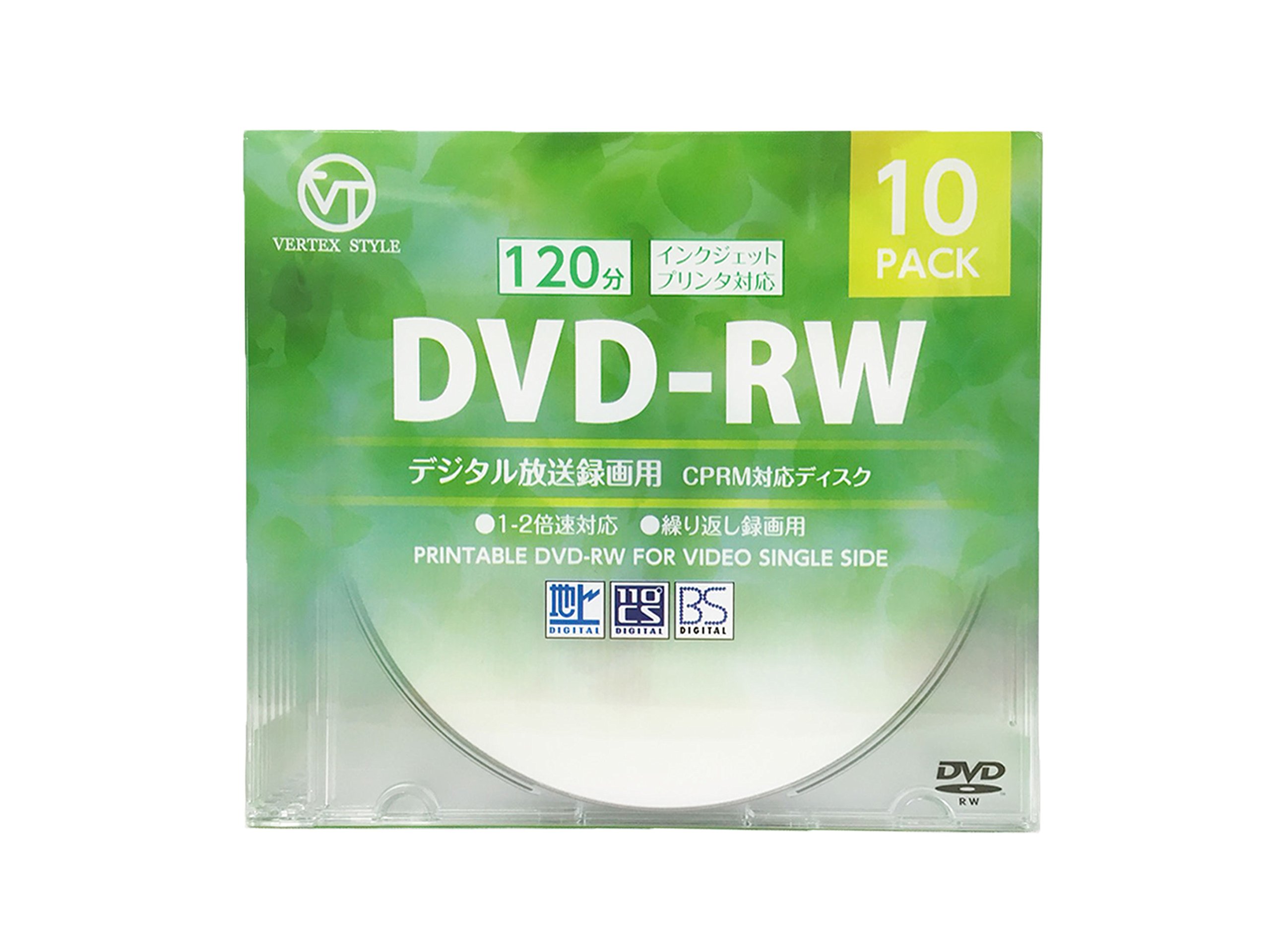 VertexDRW-120DVX.10CA DVD, RW Repeat Recording for Digital Terrestrial Broadcast Recording DRW, 120 DVX.10 CA 120 min/4.7 GB 2 x 10 Slim Case