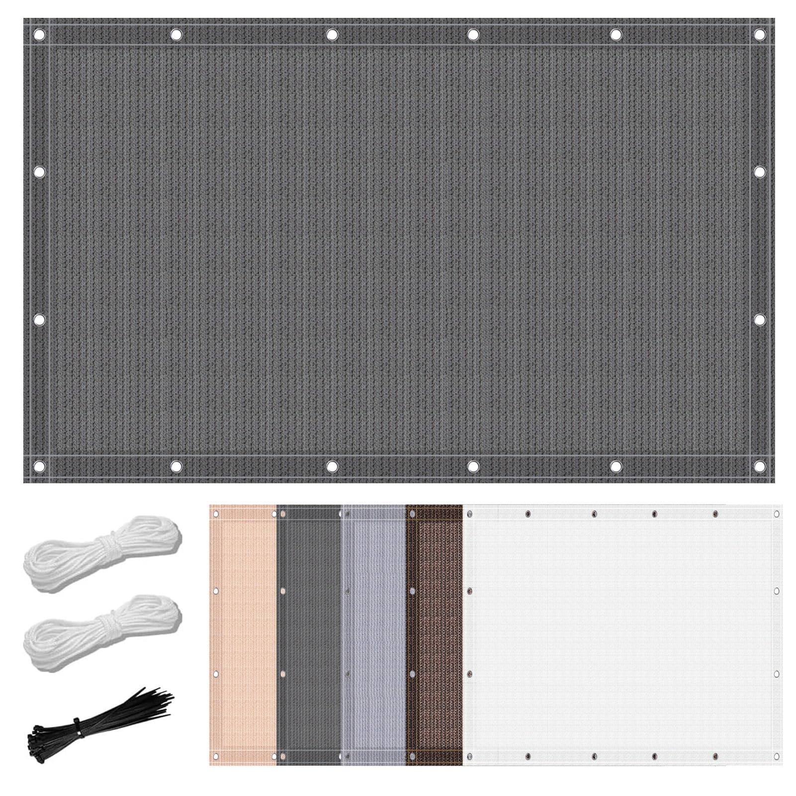 WQPMNYG Dark Grey Patio 1x5.4m - UV-Resistant Balcony Shade with Holes & Cable Ties for Backyard Deck Railing Apartment Pool Privacy Solutions
