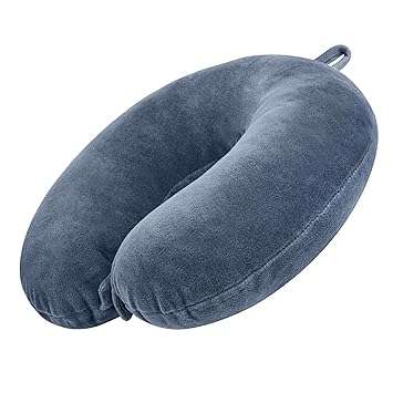 GREELI U Shaped Neck Pillow Soft Fiber Filled Travel Cushion with Snap Button, Comfortable Fabric, Neck Support for Flight, Bus, Car, Neck Pillow for Pain Relief (Grey) - image, photos
