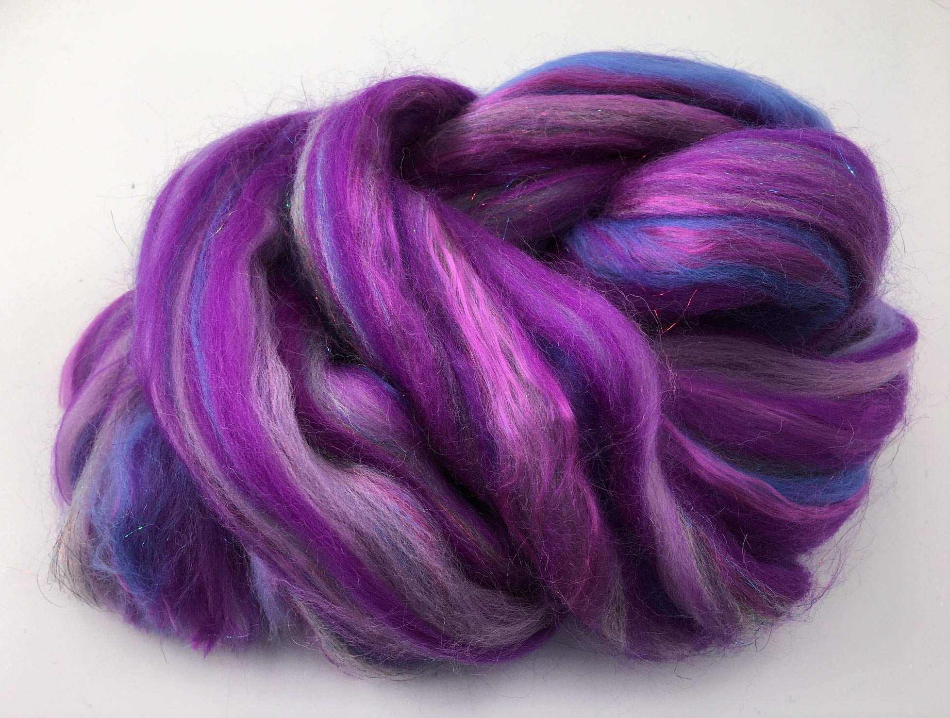 Molten Designs Shimmer Amethyst - Merino Wool/Silk/Trilobal Mix For Needle Felting, Wet Felting & Spinning