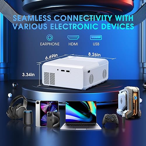 Miniatura 6 de Proyector, mini proyector con soporte para proyector, proyector Bluetooth 1080P Full HD compatible con proyector portátil, proyector al aire libre