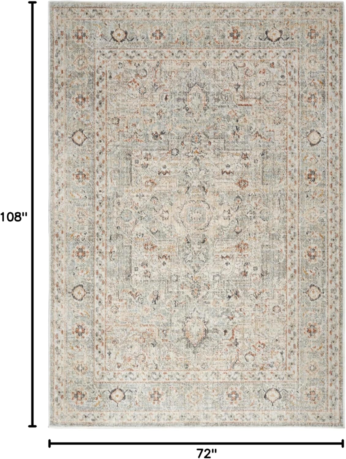 Nourison Home Oushak Home Light Grey 6' x 9' Area Rug - Easy Clean, Non Shedding, Bed Room, Living Room, Dining Room, Kitchen (6' x 9')