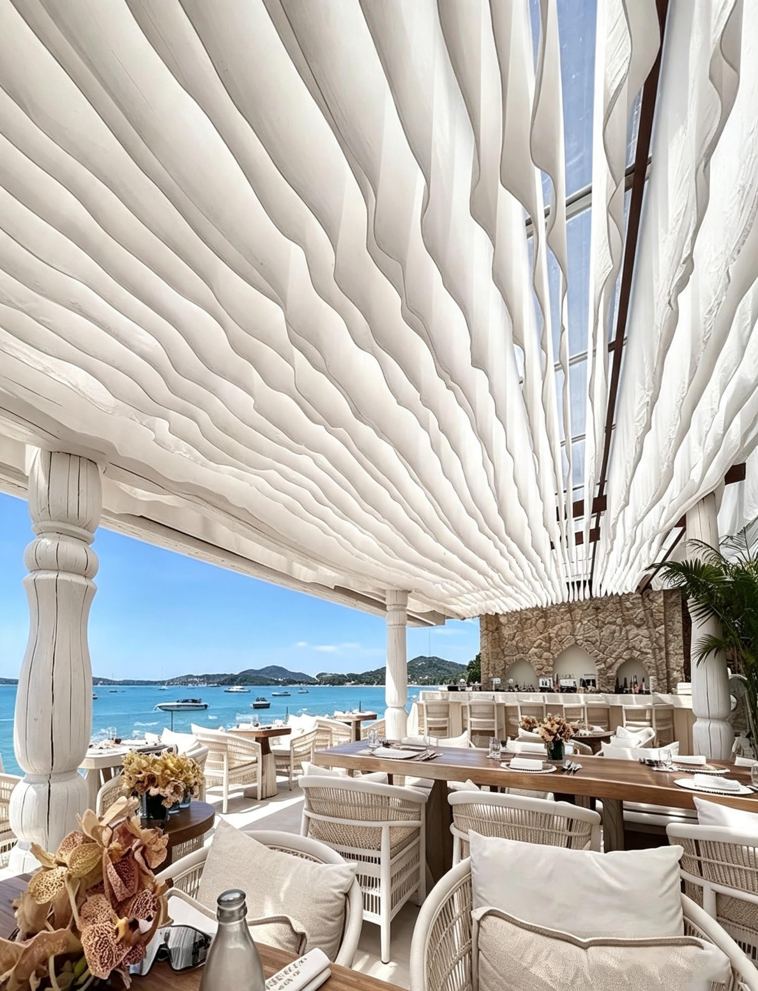 10er Set Pergola Segel, Wellenförmig, mit Stahlseil, for Hochzeit | Dekostoff mit Stahlseil for Hochzeiten, Gartenpartys und Veranstaltungen(45x400cm/17.7x157.5in)
