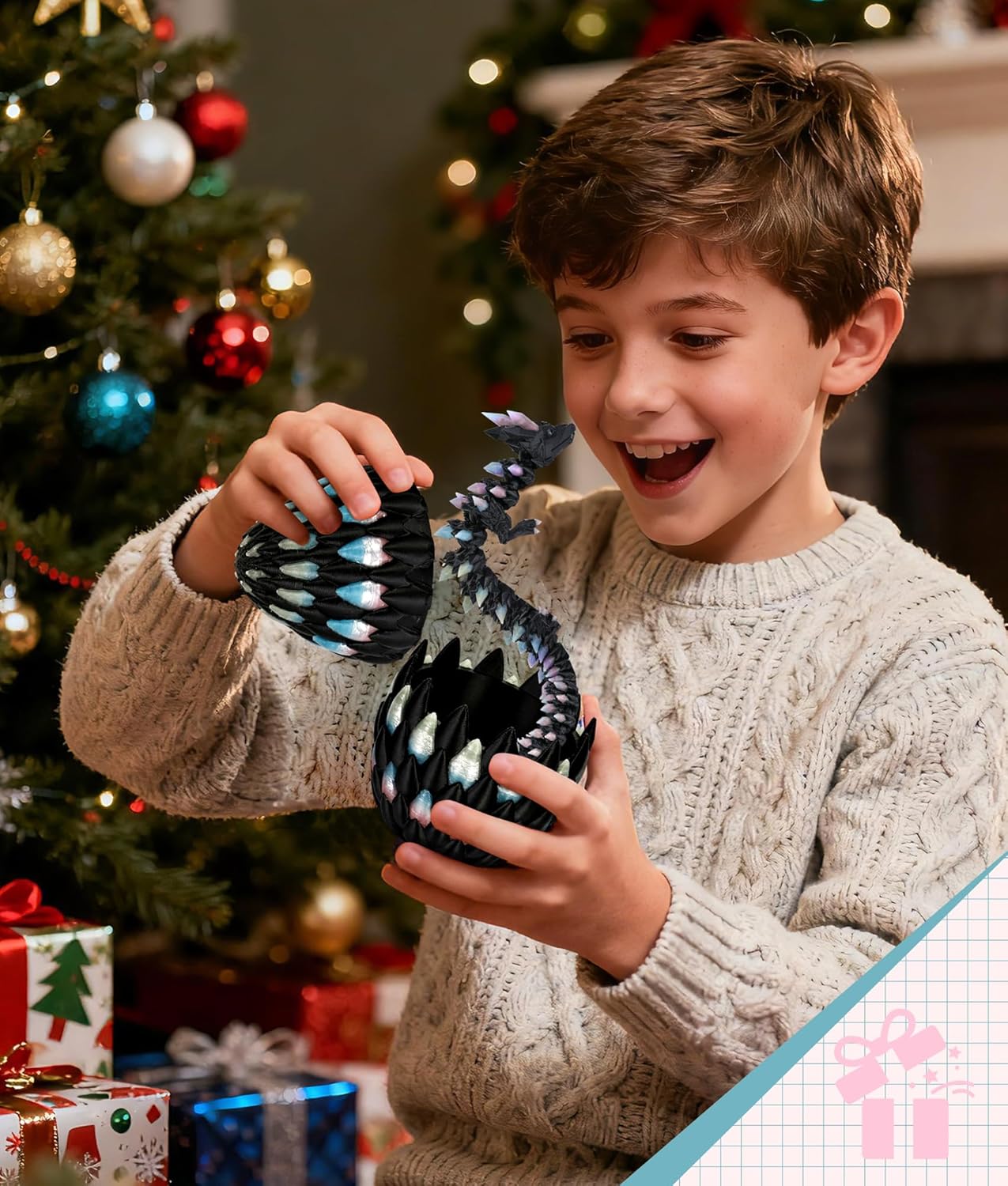 3D Printed Dragon with Egg Glow in The Dark, 12" Dragon Egg Toys for Kids, 3D Dragon for Stress Relief, Easter Eggs Animals Figurines, Easter Basket Stuffers Toys for Boys Kids Teen 5-7 4-6 8-12 - Image 4