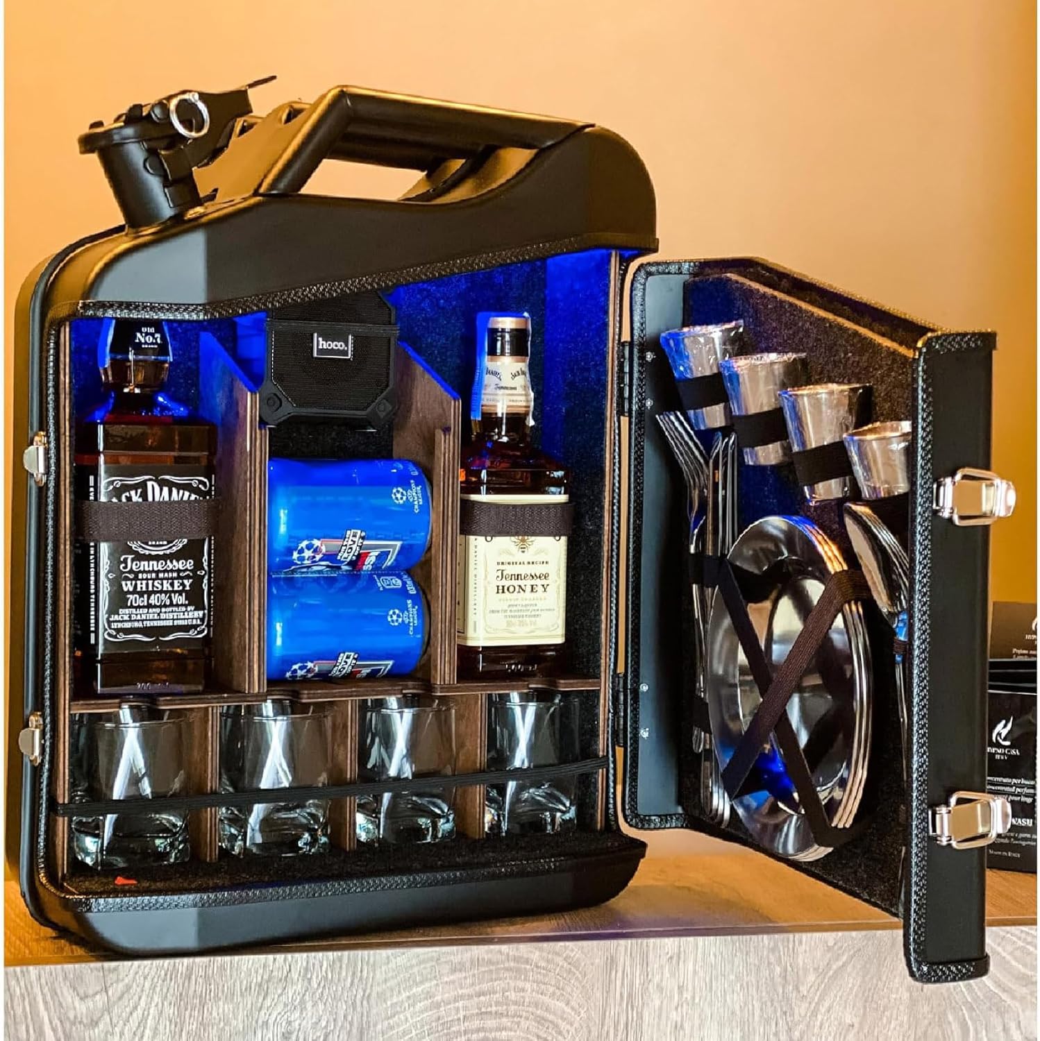 Personalized Whiskey Bar Cabinet - Mini Portable Drinks Cabinet, Custom Gift for Husband, Dad, Men - Stylish Home Bar Solution for Entertaining and Storage