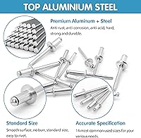 Vista 2 de Kit surtido de 500 remaches pop, remaches de aluminio de 14 tamaños SAE (3/32 pulgadas 1/8 pulgadas 5/32 pulgadas 3/16 pulgadas 1/4 pulgadas)