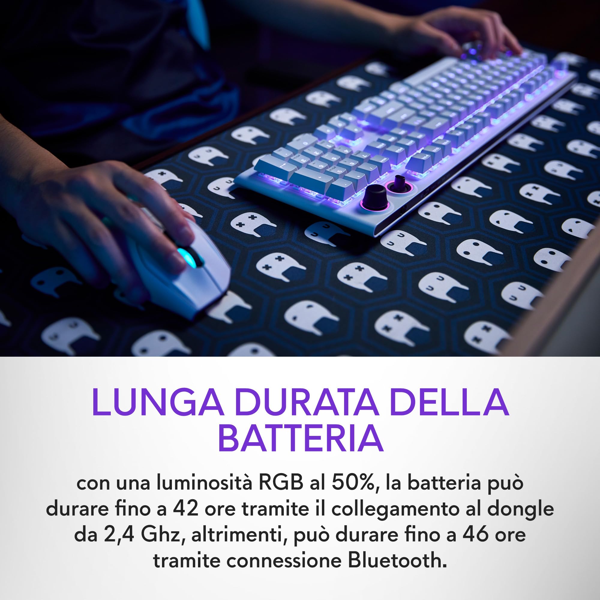 Alienware AW920K Tastiera Tri-Mode Wireless Gaming – Connettività Tri-Mode, Retroilluminazione AlienFX RGB, Switch CHERRY MX Red, Ricarica Magnetica, Qwerty Lunar Light