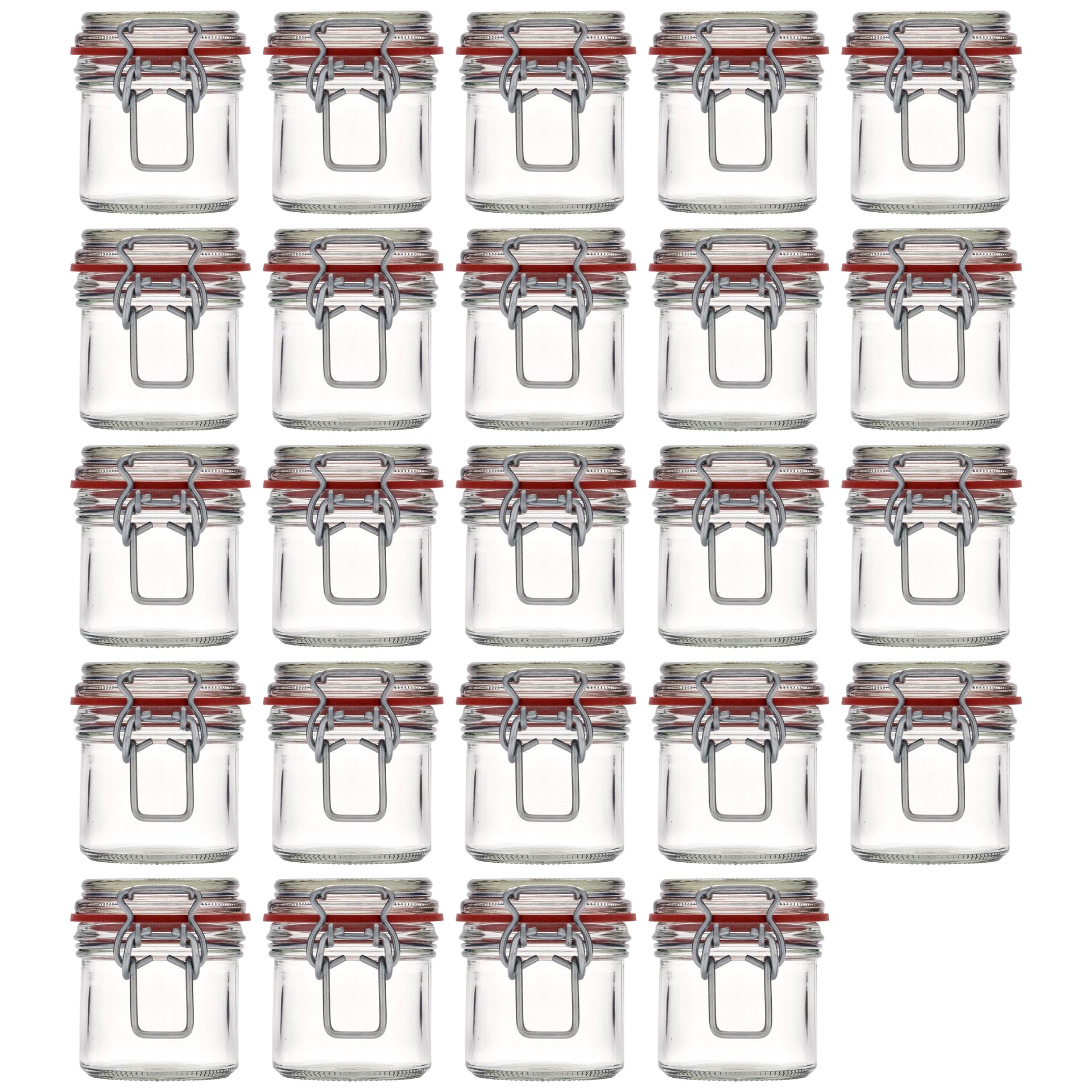 24er Set 124 ml Drahtbügelgläser rund aus Klarglas für Konfitüre Vorräte Einmachen Aufbewahren luftdicht