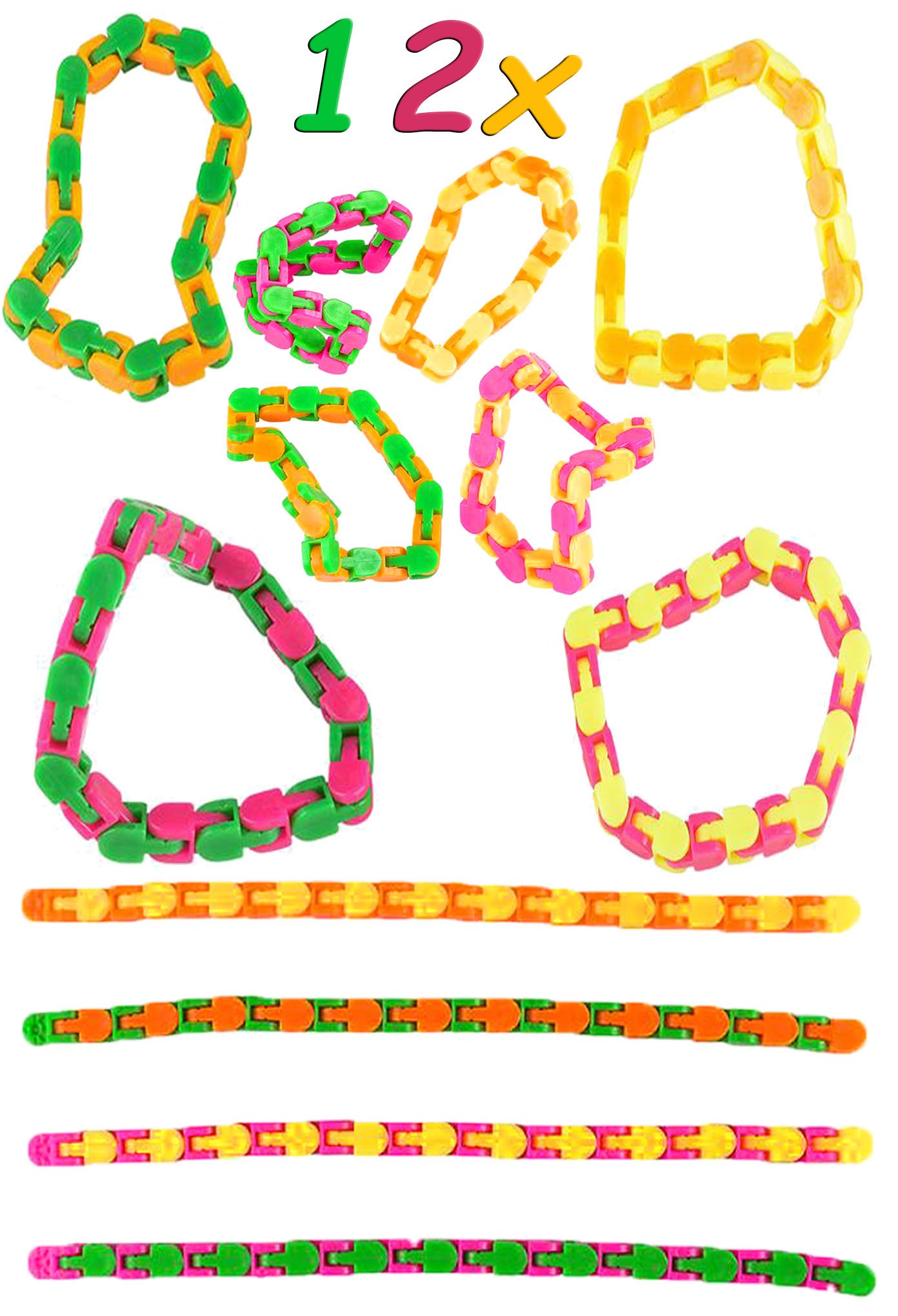 4E's Novelty 12 Pack, Wacky Tracks Snap and Click Fidget Toy for Kids, Best Fidget Toys, Finger Fidget Stress Reliever, Great Sensory Toy, Helpful for, ADHD, SPD, ADD, Anxiety, Great Party Favor