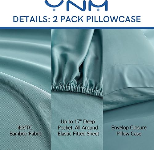 Miniatura 2 de YnM Paquete de 2 fundas de almohada 100% bambú, estándarQueen (21 x 30 pulgadas), verde