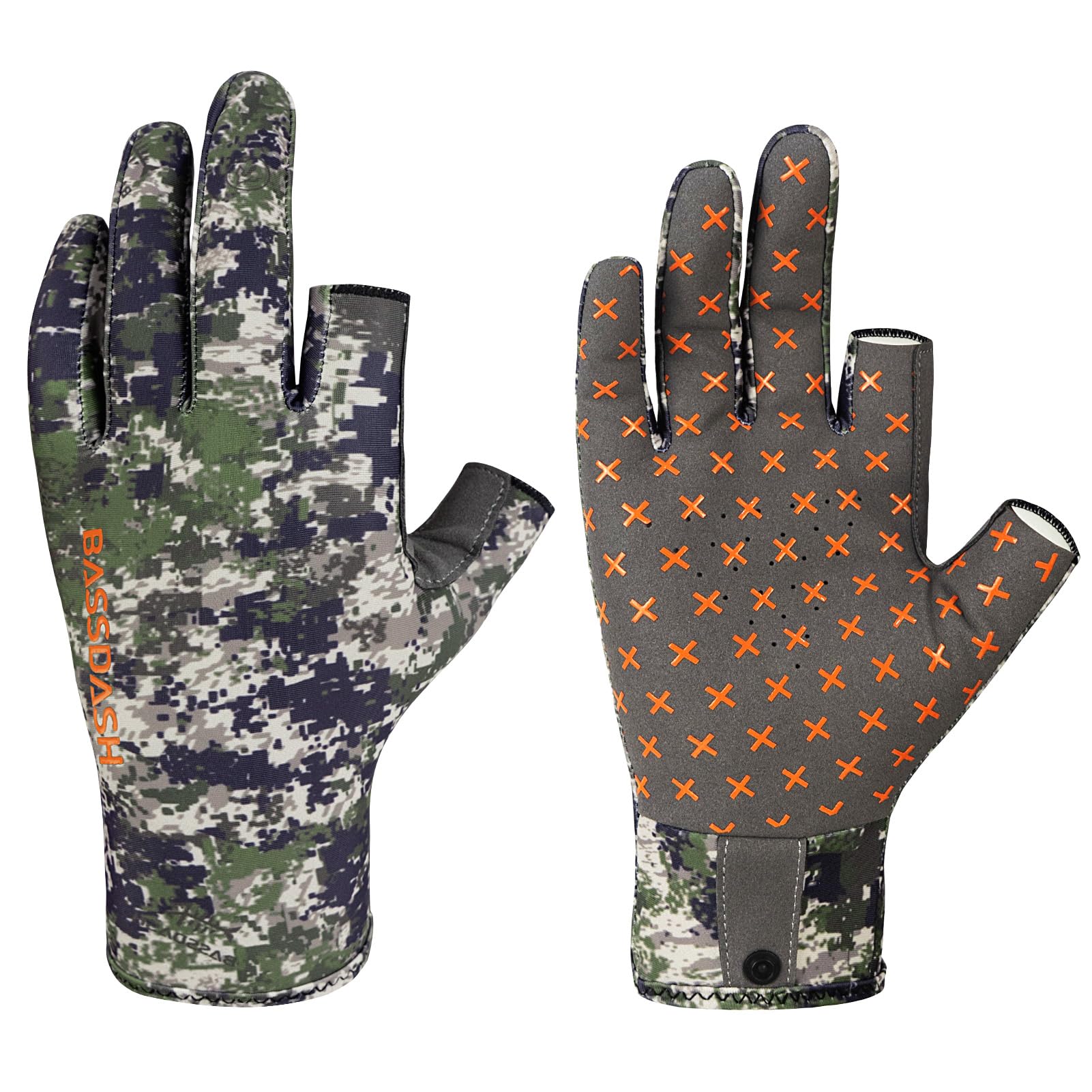 BASSDASH Unisex Fingerless Camo Hunting Gloves for Men's Women's Early Season Warm Weather UPF 50+ Lightweight Fishing Photography HG03