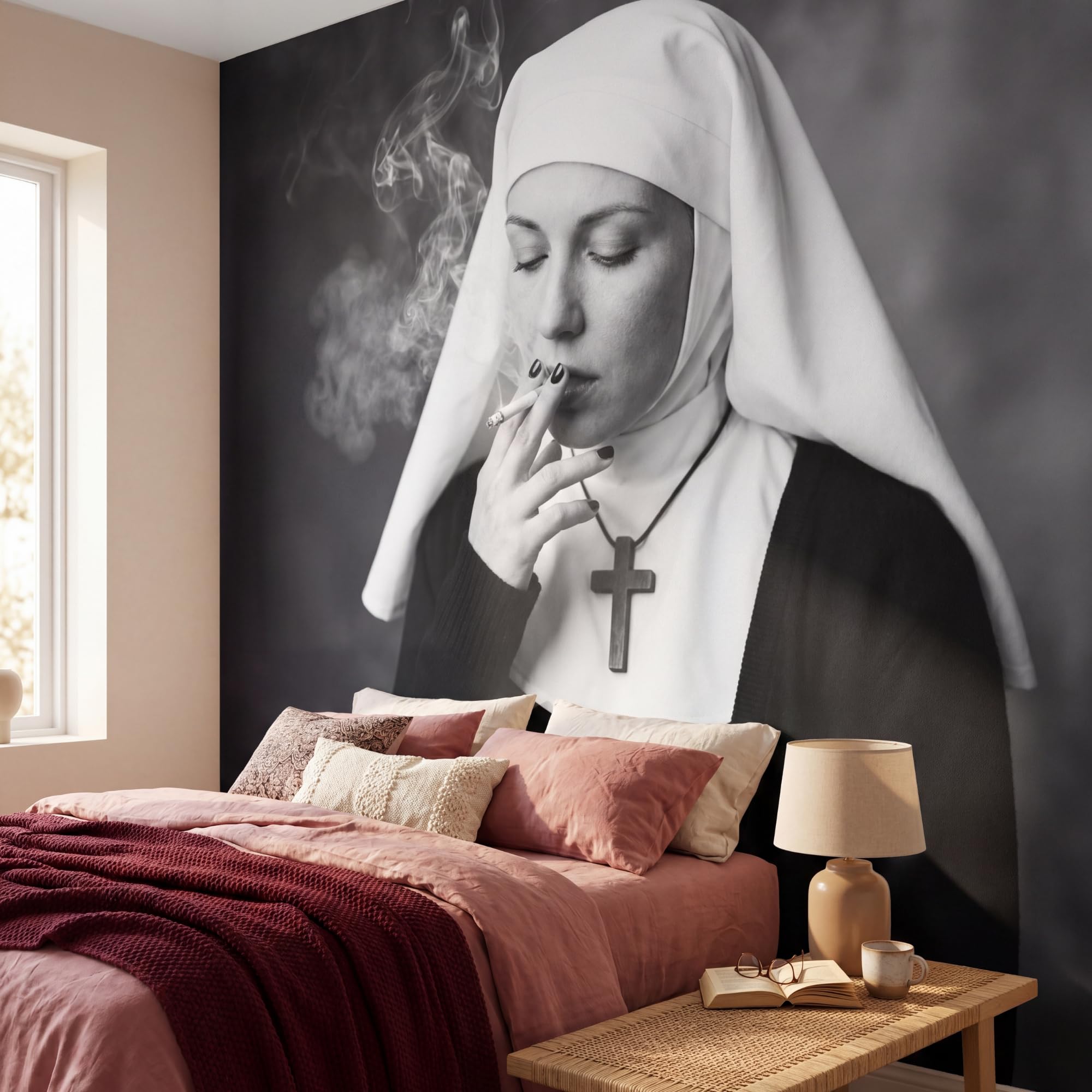 Papel Pintado Vinilico 300x300 cm Primera Calidad Papeles Pintados De Pared Pour Salon Dormitorio Decorativo Wallpaper Cocina No - Fumadores - Retrato - Blanco - Negro - Rebeldes