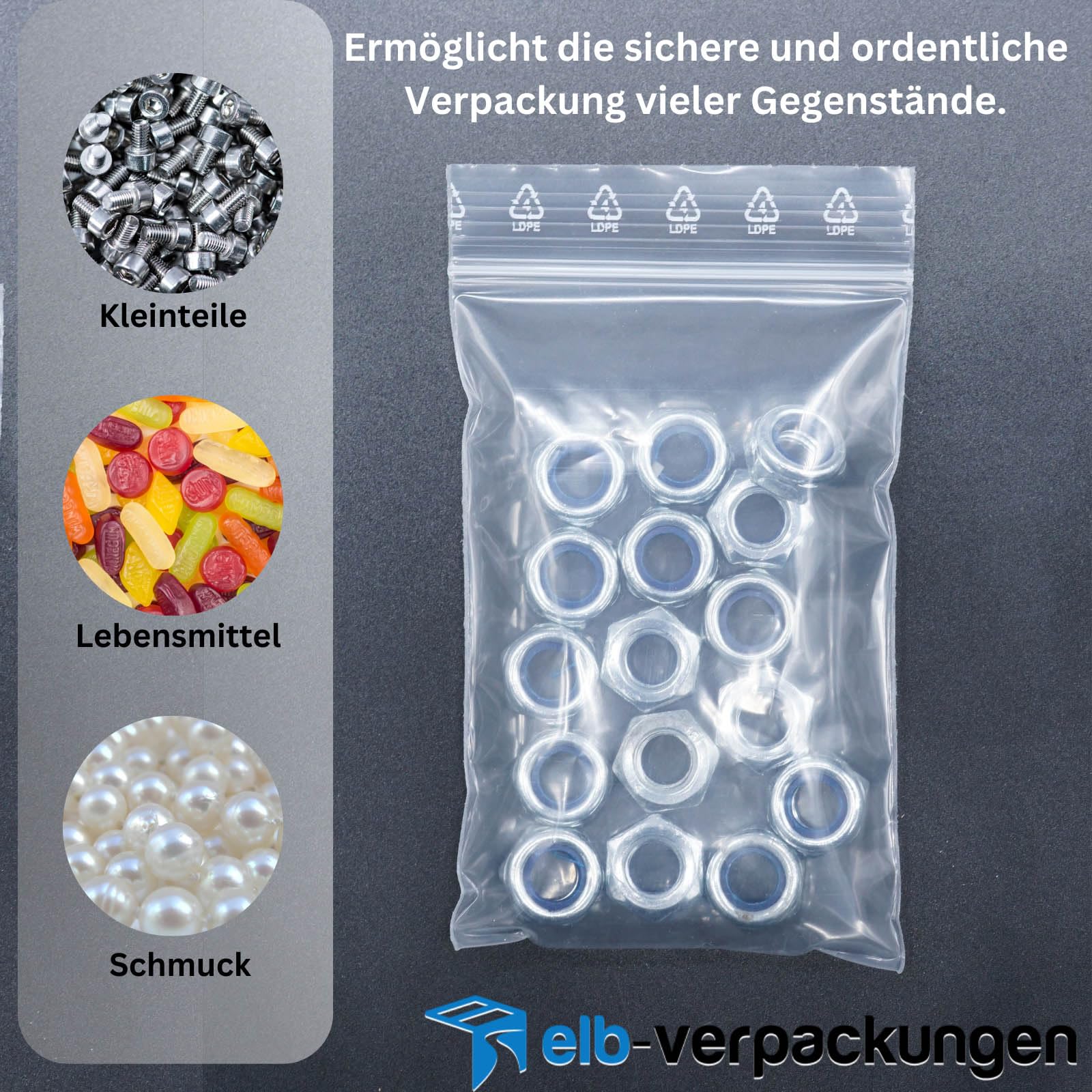 ELB | Druckverschlussbeutel ZIP Beutel mit 90 my Folienstärke - 300 x 400 mm - 500 Stück - Verschlussbeutel - Transparent - Wiederverschließbar - Folienbeutel LDPE