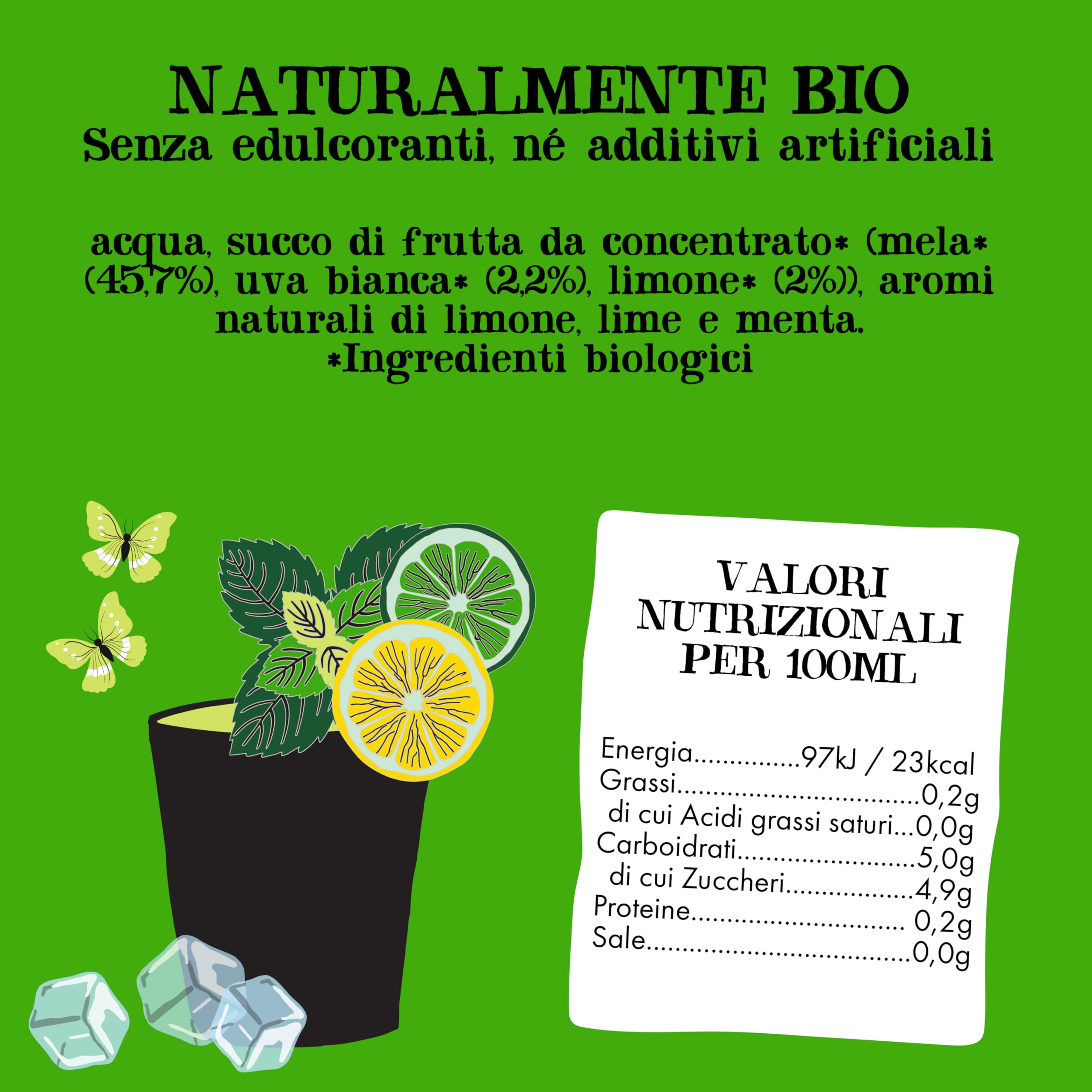 CUPPER Bibita al Lime, Menta e Limone Bio, Bevanda Biologica non gassata, Senza Zuccheri Aggiunti, Infuso a Freddo con Succo di Frutta, Confezione 12 x 250ml