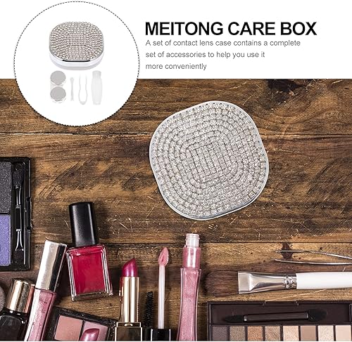 Miniatura 3 de Healifty Estuche para lentes de contacto, kit de viaje portátil, contenedor de diamantes de imitación con botella de solución para removedor de