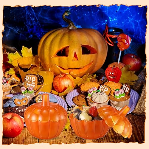 Miniatura 7 de Tarro de cristal para caramelos de calabaza, tarro de calabaza de Acción de Gracias con cubierta objetivo de Halloween, tarros de calabaza con