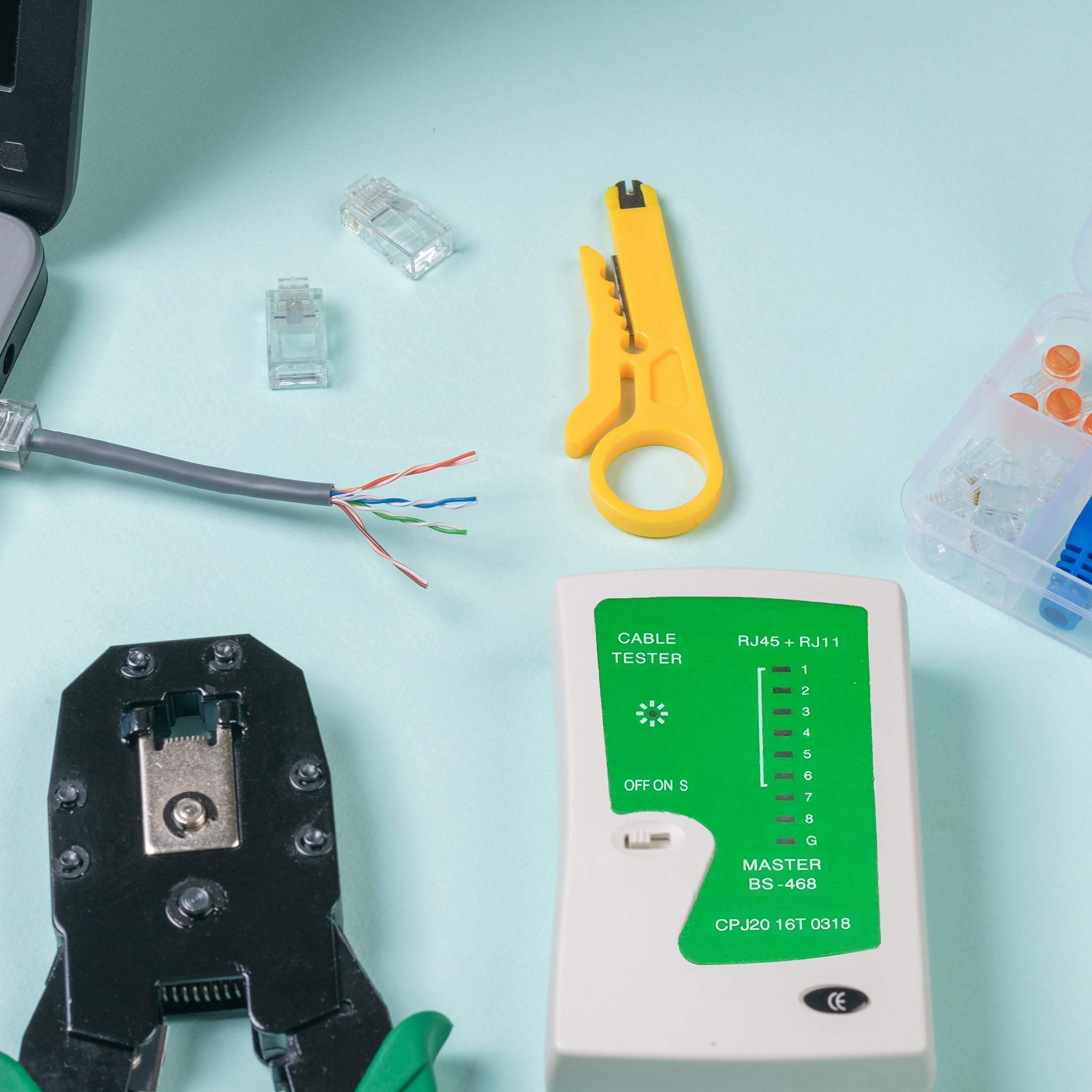 Retoo Tester Kabli Sieciowych RJ11/RJ12/RJ45, Tester Przewodów Krosowych LAN