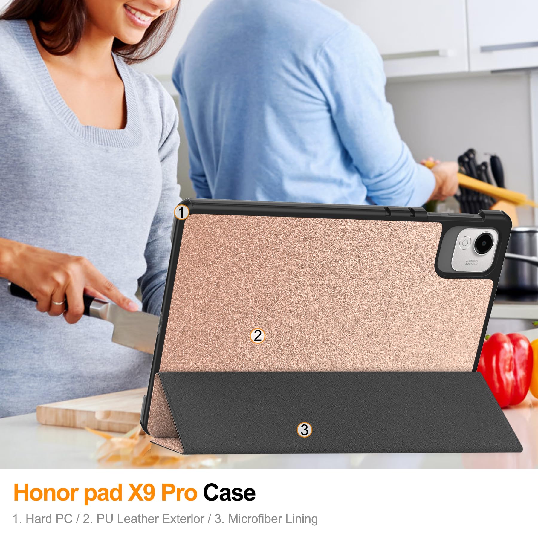 FTRONGRT Cover Compatibile con Honor Pad X9a, Ultrasottile, con Supporto Pelle PU Custodia Protettiva Compatibile con Honor Pad X9a Tavoletta - Oro Rosa FTRONGRT Cover Compatibile con Honor Pad X9a, Ultrasottile, con Supporto Pelle PU Custodia Protettiva Compatibile con Honor Pad X9a Tavoletta - Oro Rosa