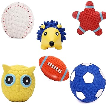 Tikora International Interactive Squeaky Toy Combo of 6 | Dog Latex Toy | Puppy Playing Toy