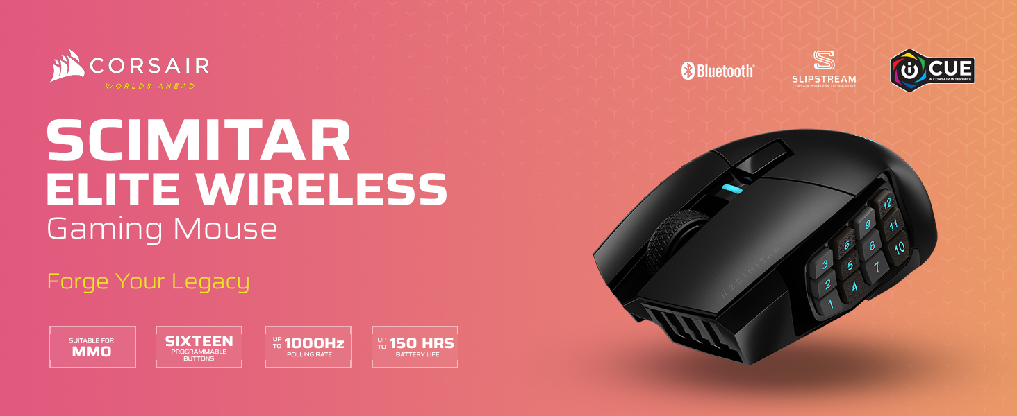 Amazon.com: Corsair Scimitar Elite RGB Wireless MMO Gaming Mouse