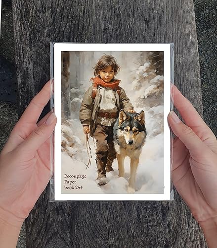 Miniatura 9 de Decoupage - Paquete de papel (35 hojas de 6 x 8 pulgadas), encantadoras personas con alas y abrigos cálidos de Navidad, FLONZ, tarjetas de