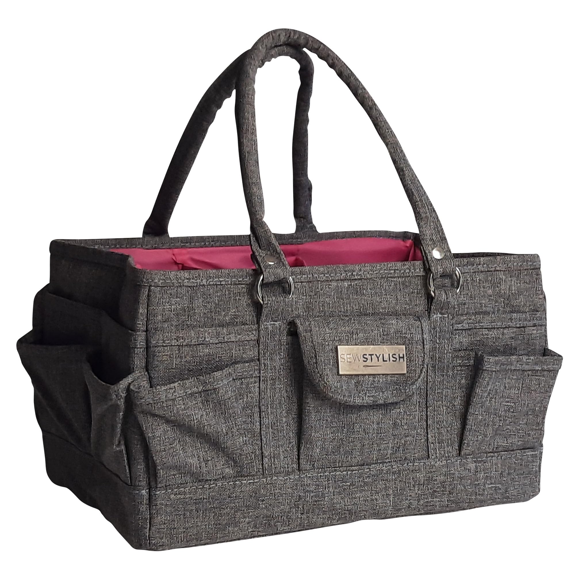 Sewing Online Grey Sew Stylish Craft Organiser Bag, Heather Pattern - Collapsible Caddy And Tote With Compartments For Sewing, Scrapbooking, Paper Craft, And Art - Pt900-Heather