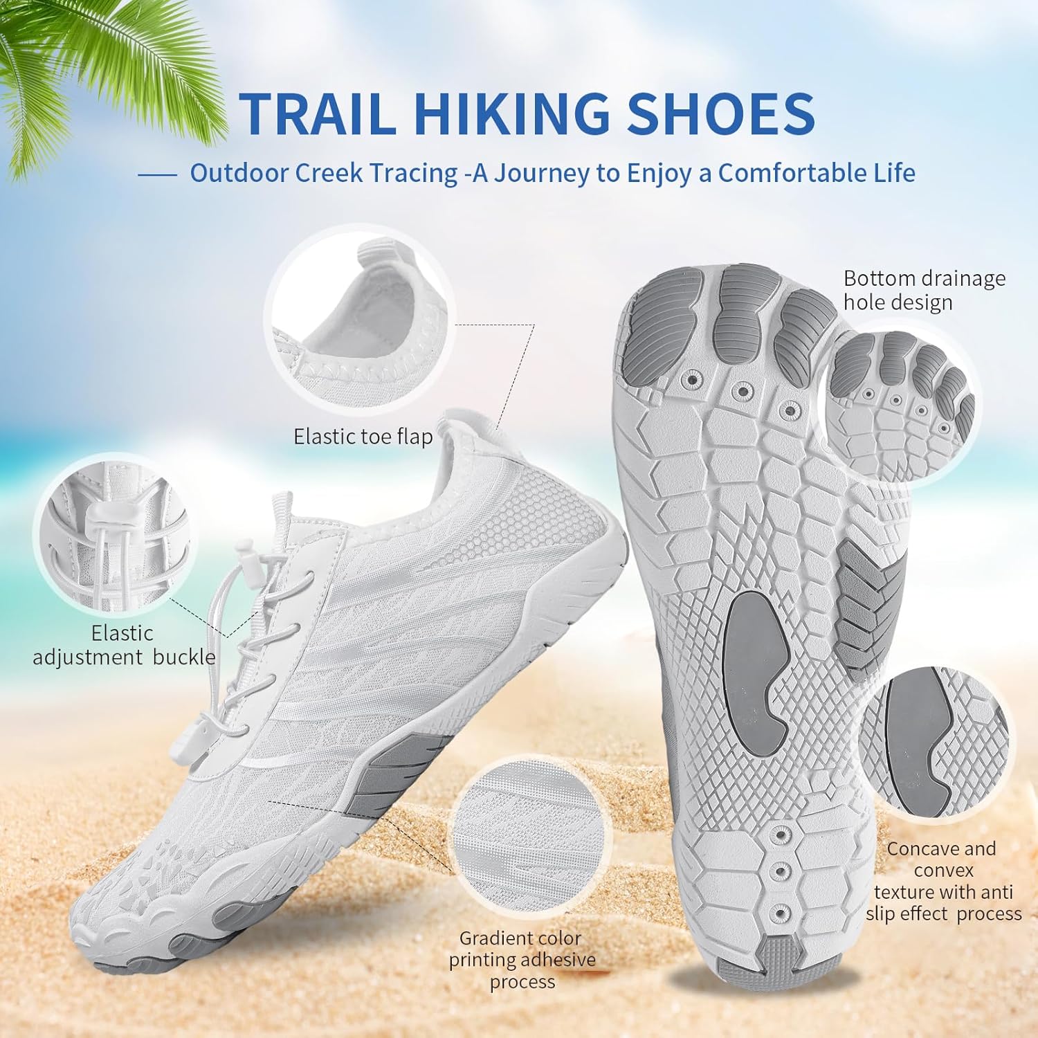 Hike Barefoot Shoes Womens Men Footwear,Pro-Healthy&Non-Slip Water Shoe for Women Men, Quick Dry Wide Toe Box Beach Swim Athletic Sports Shoes Unisex - Image 2