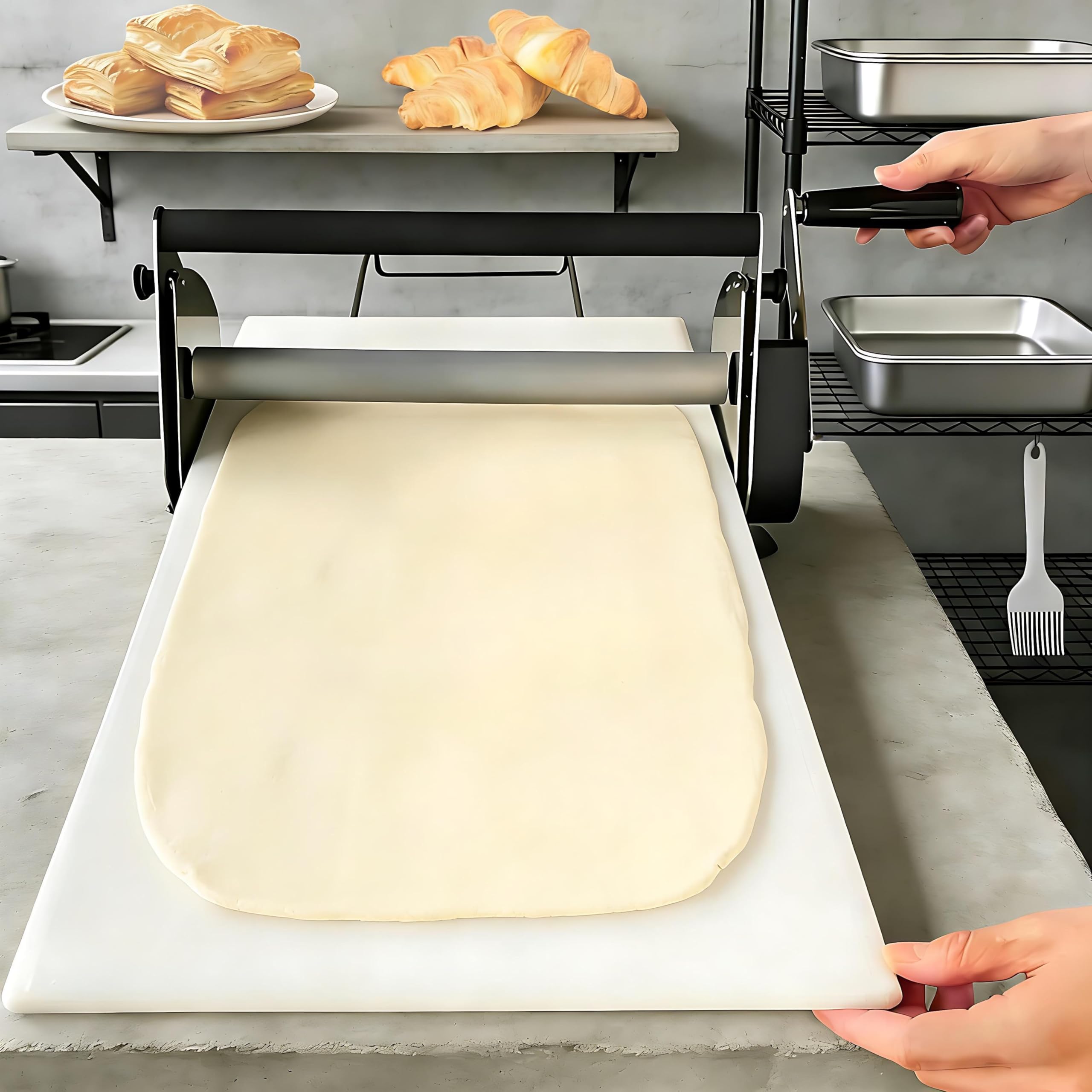 Rodillo de masa manual regulable para pizzas y pastelería en casa
