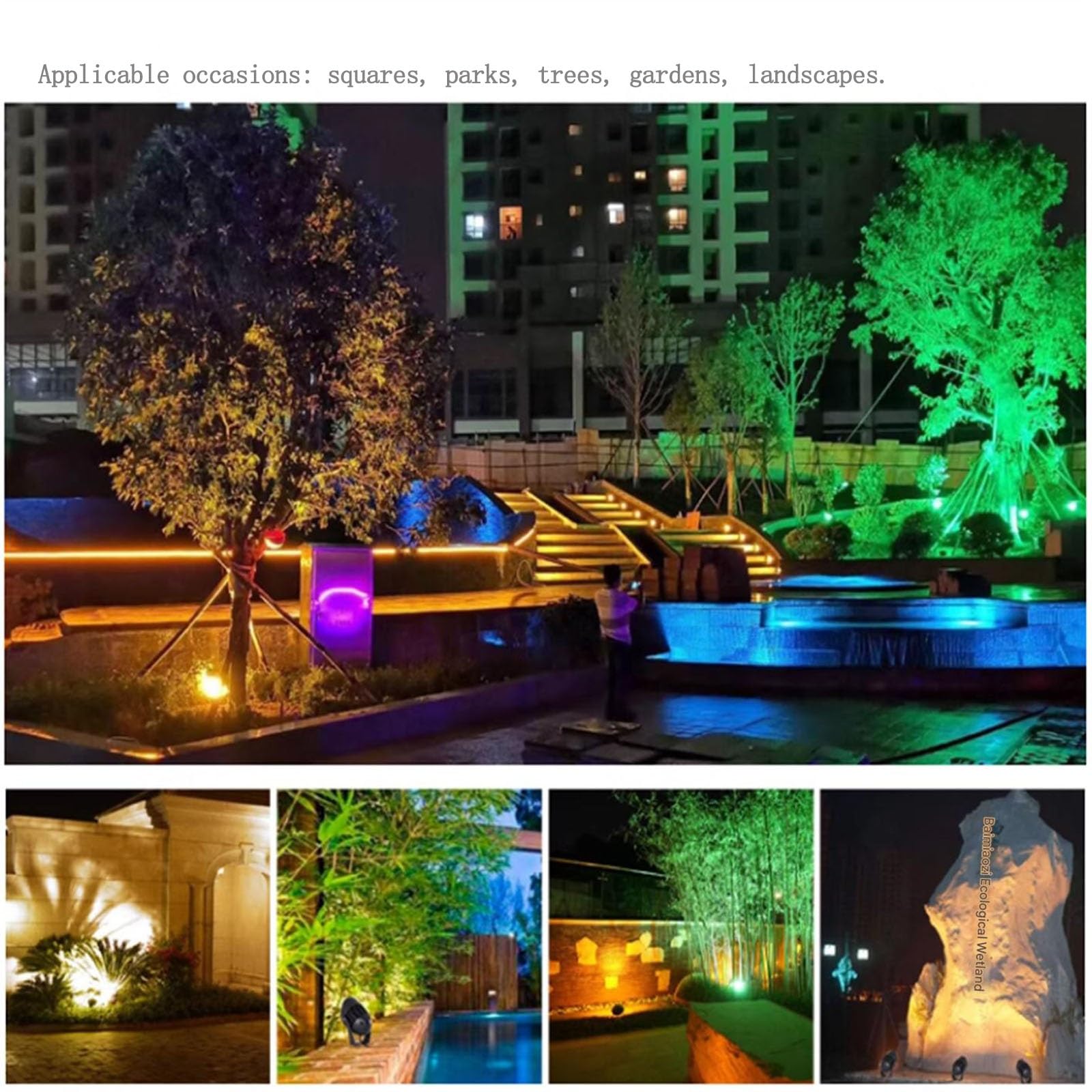Focos Suelo Led Exterior - Foco De Exterior COB, Luz De Árbol Impermeable IP65, Foco LED De Ángulo Ajustable, Proyector LED Para Paisaje De Jardín Y Césped, Iluminación De Pared Exterior(Red,30W(220V)