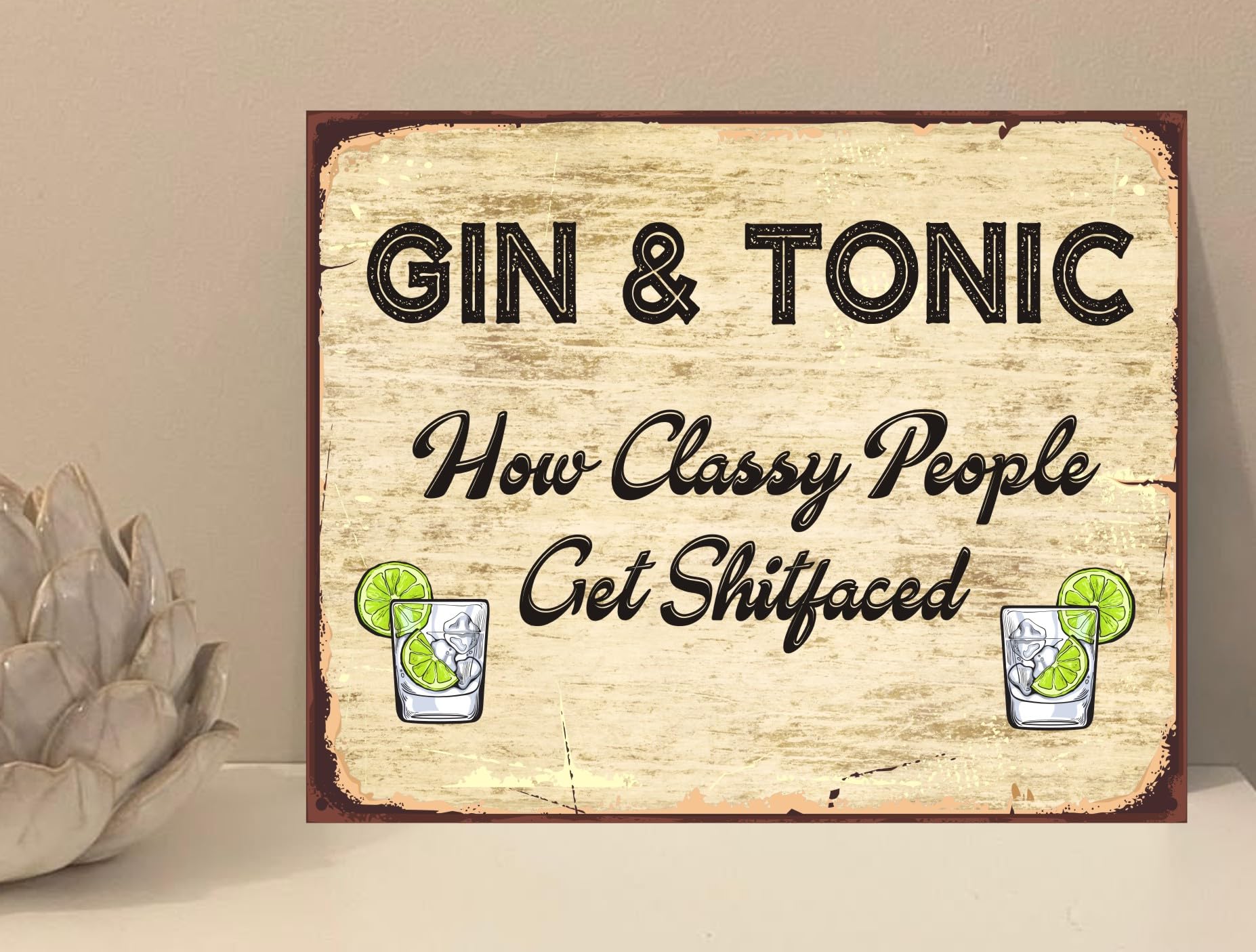 the sticker studio ltd Gin & Tonic Funny Bar Alcohol House Novelty Metal Plaque Sign Gift fcp28