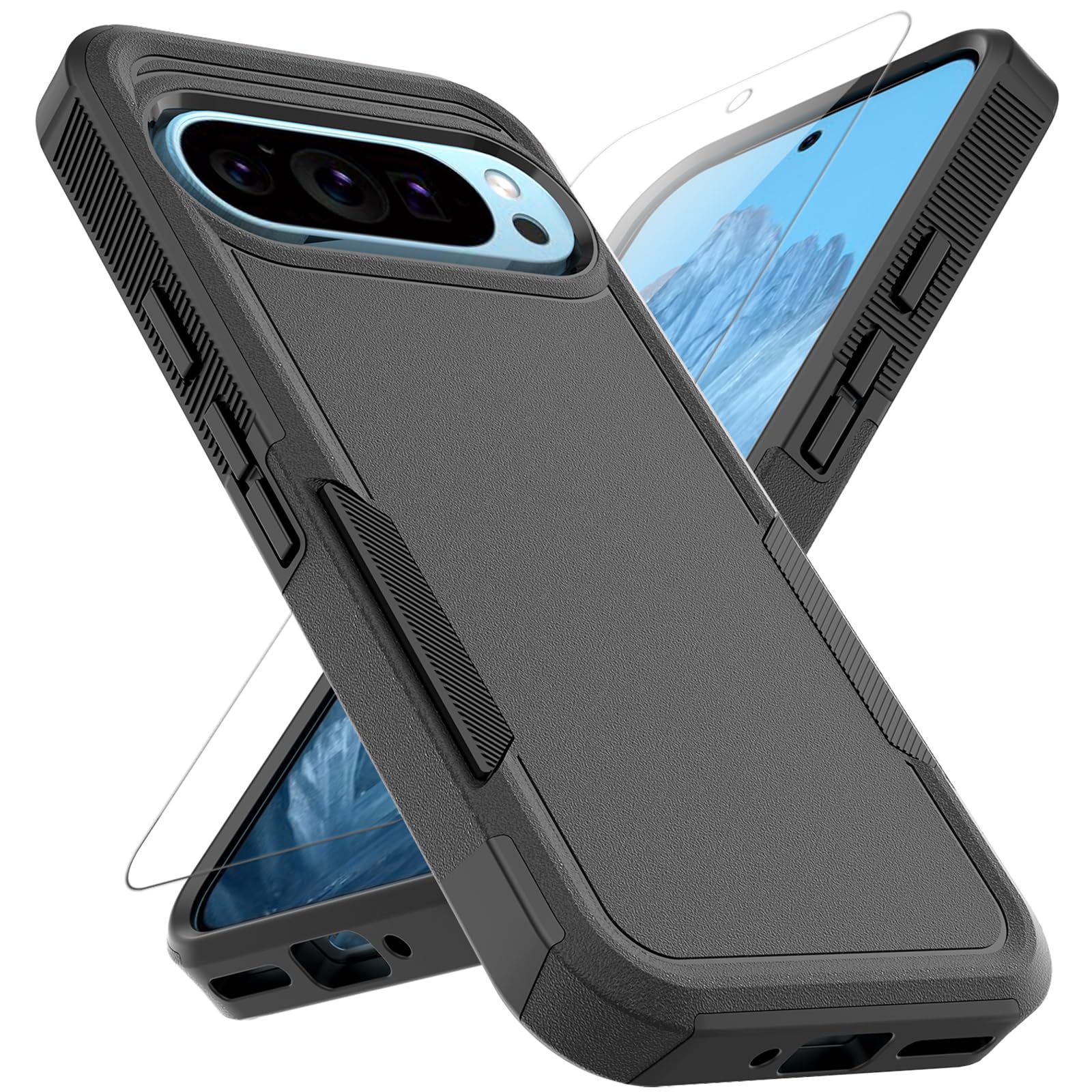 X-level Cover Compatibile con Google Pixel 9/9 Pro, Pelle Cuoio Antigraffio con Guscio Interno Rigido per PC e Custodia Protettiva Antiurto per Paraurti per Pixel 9/9 Pro- Marron