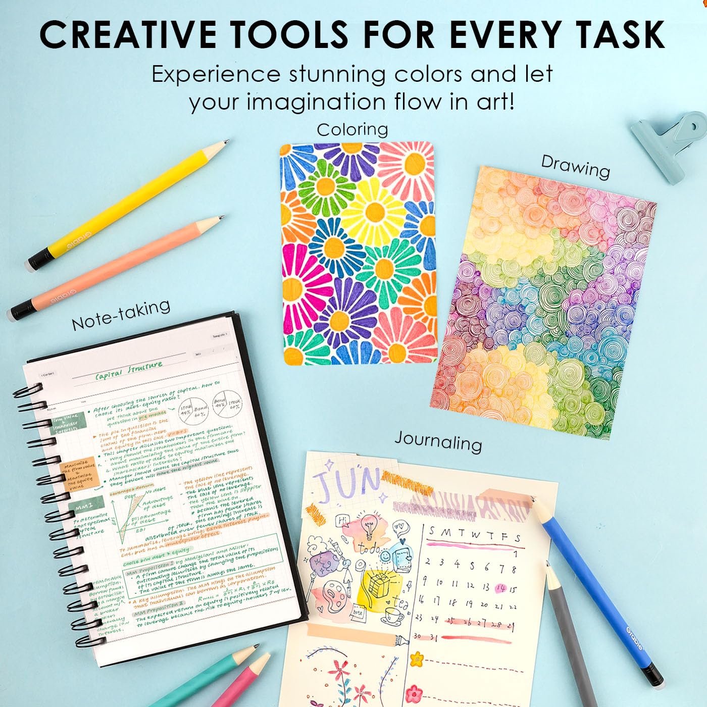 Grabie Erasable Gel Pens 9 Colors Erasable Pens Multicolor Make Mistakes Disappear 0 7mm Medium Point Rollerball Tip — view 9