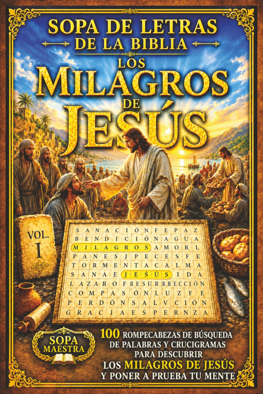 Sopa de Letras de la Biblia – Los Milagros de Jesús: 100 Rompecabezas de Búsqueda de Palabras y Crucigramas para Descubrir los Milagros de Jesús y Poner a Prueba tu Mente