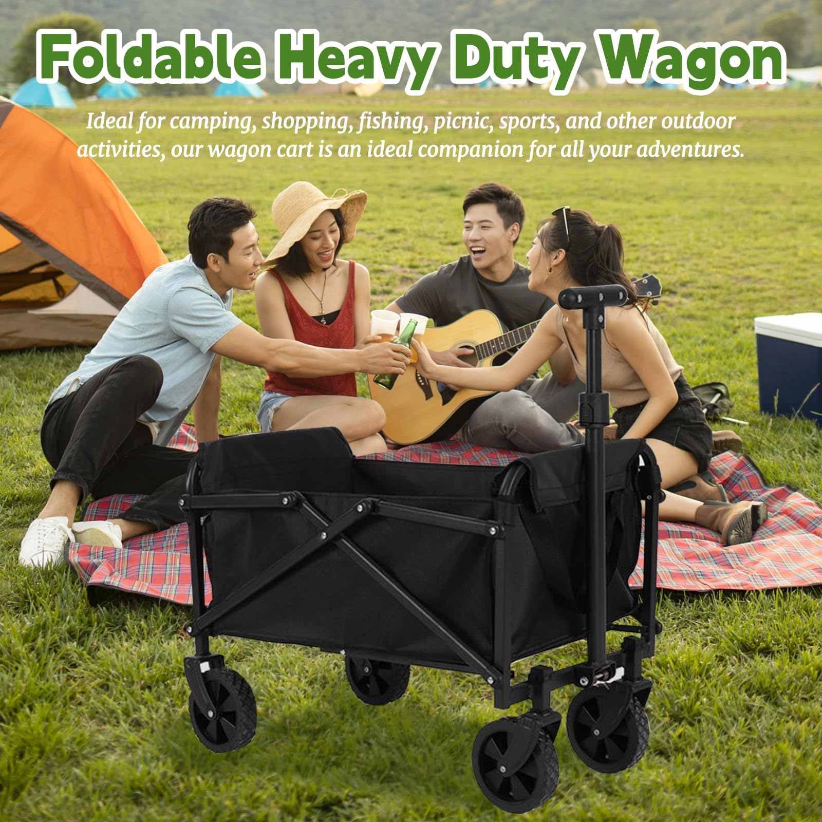 Carrello Pieghevole Felenny Con Ruote – 150 Kg Di Portata, Telaio In Acciaio E Tessuto Oxford, Manico Regolabile, Ideale Per Campeggio, Spiaggia E Shopping